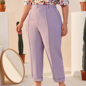 SHEIN Plus Lavender Seam Front Cuffed Trousers Pants 4X / 20
